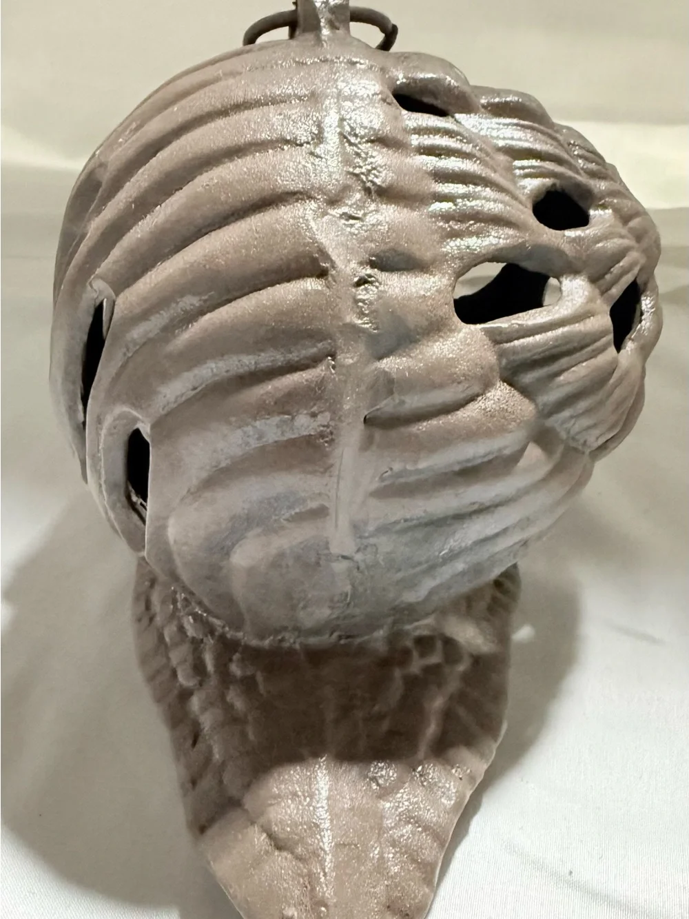 VTG Heavy Cast Iron Smiling Snail Garden Statue 11x6x6 Hanging Open Lantern